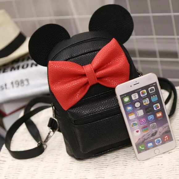 Vegan Leather Mini Mickey Violet & White Bow - Picture 5 of 8